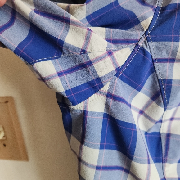 Duluth Trading Co Blue Plaid Button-Up Long Sleeve Shirt Stretchy Lightweight Xl - Picture 4 of 11